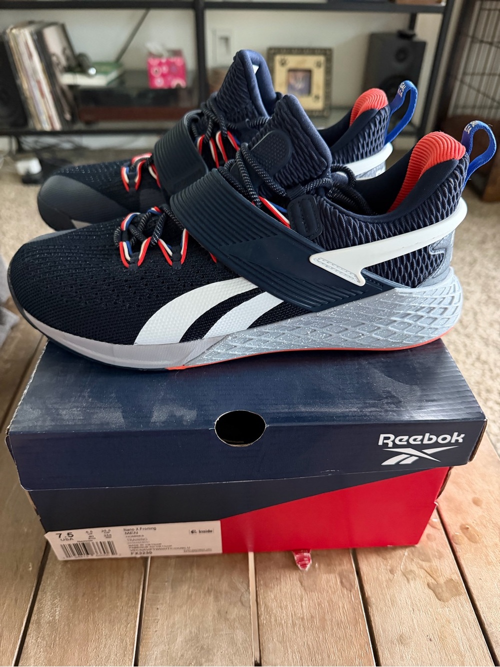 Reebok Mens CrossFit Nano Rich Froning Navy White Athletic Shoes